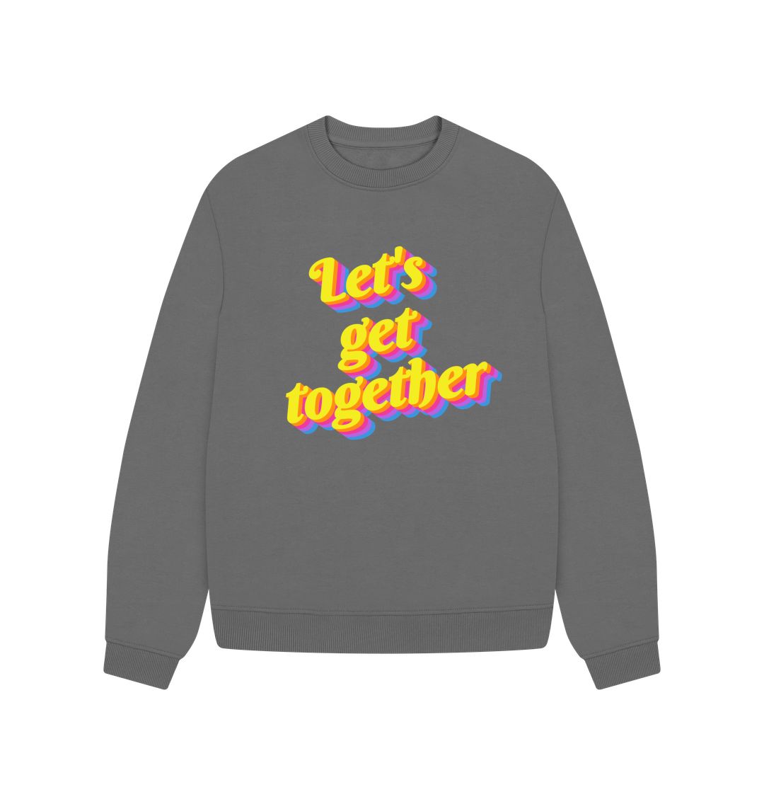 Slate Grey Let's Get Together - recyclable women's oversized jumper in organic cotton